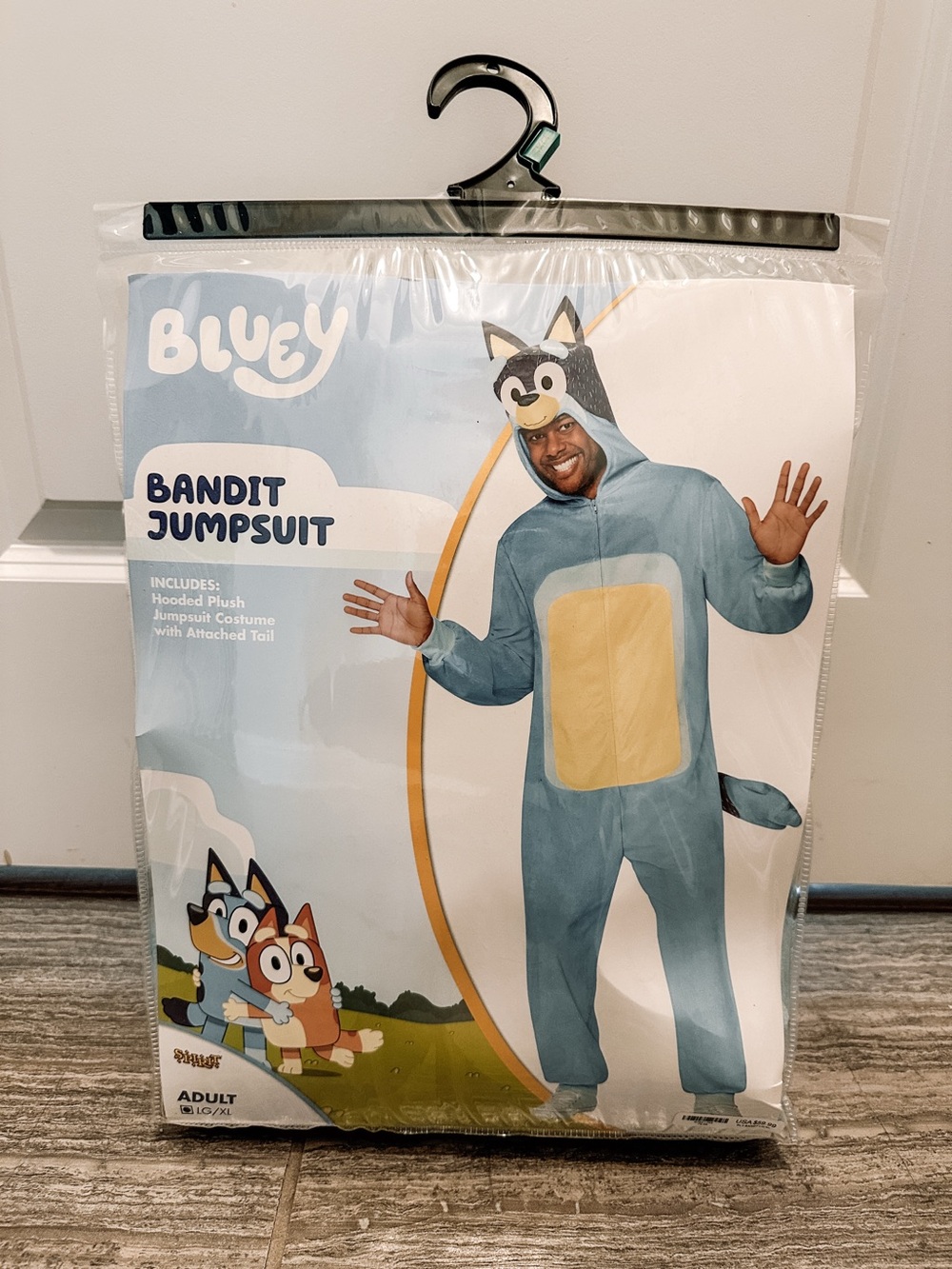 Spirit Brand Bluey Bandit Jumpsuit Costume - Blue and Yellow - Size Adult LG/XL